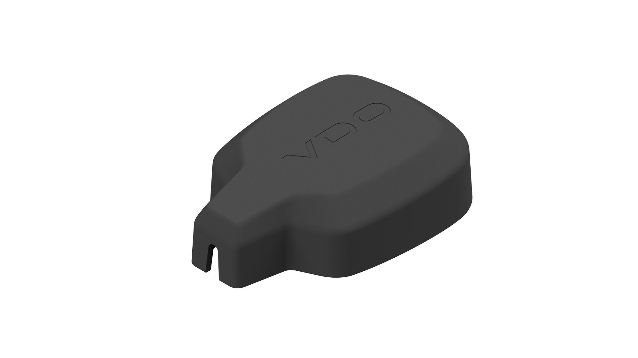 Front view of a black cover for the VDO DSRC antenna.